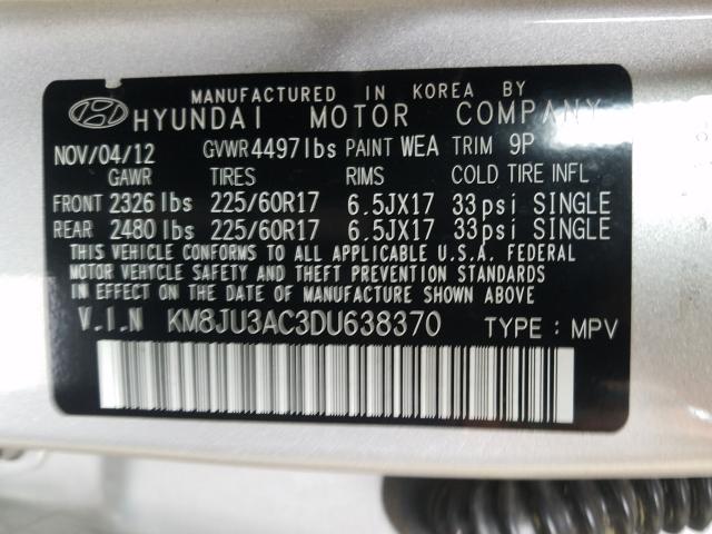 Photo 9 VIN: KM8JU3AC3DU638370 - HYUNDAI TUCSON GLS 