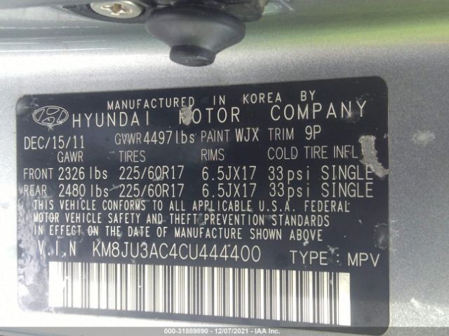 Photo 8 VIN: KM8JU3AC4CU444400 - HYUNDAI TUCSON 