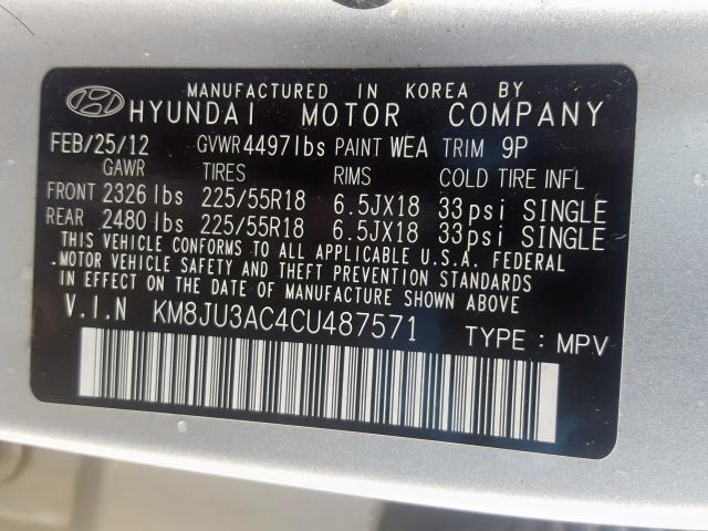 Photo 9 VIN: KM8JU3AC4CU487571 - HYUNDAI TUCSON GLS 