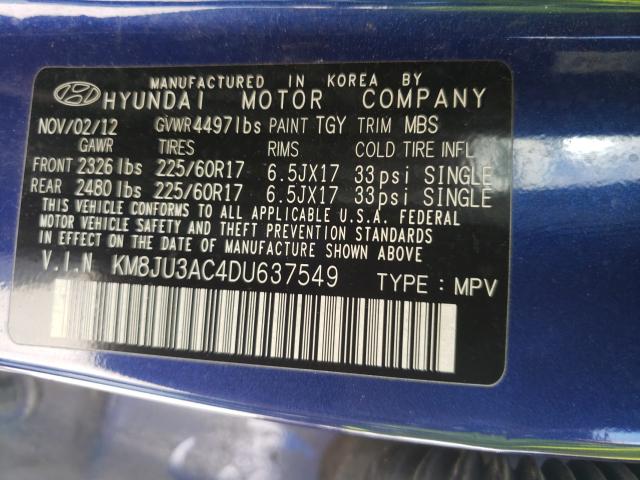 Photo 9 VIN: KM8JU3AC4DU637549 - HYUNDAI TUCSON GLS 