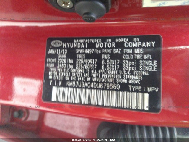 Photo 8 VIN: KM8JU3AC4DU679560 - HYUNDAI TUCSON 