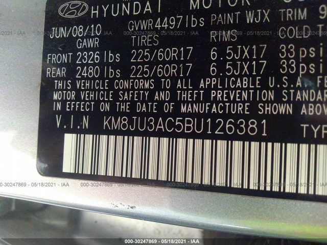 Photo 8 VIN: KM8JU3AC5BU126381 - HYUNDAI TUCSON 