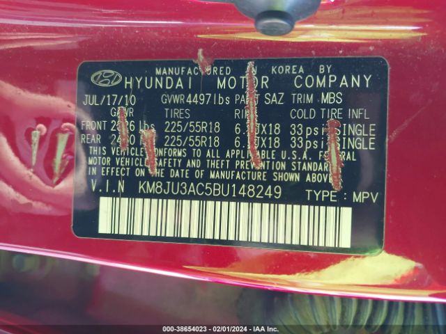 Photo 8 VIN: KM8JU3AC5BU148249 - HYUNDAI TUCSON 