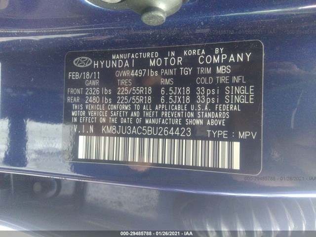 Photo 8 VIN: KM8JU3AC5BU264423 - HYUNDAI TUCSON 