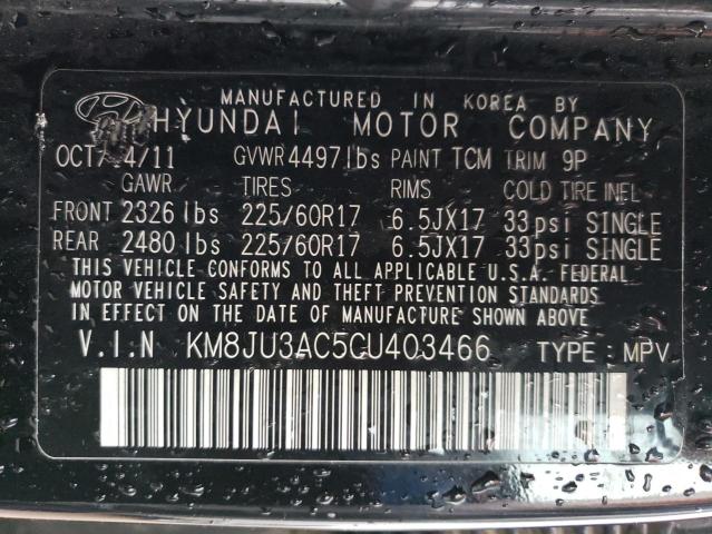 Photo 9 VIN: KM8JU3AC5CU403466 - HYUNDAI TUCSON GLS 