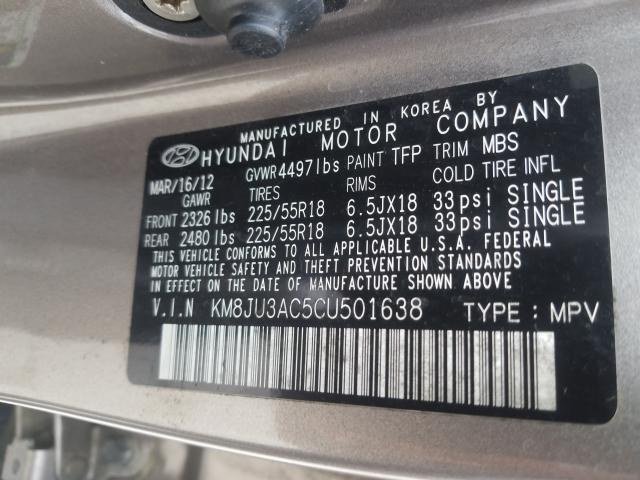 Photo 9 VIN: KM8JU3AC5CU501638 - HYUNDAI TUCSON GLS 