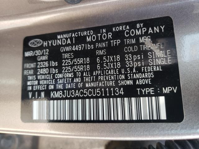 Photo 9 VIN: KM8JU3AC5CU511134 - HYUNDAI TUCSON GLS 