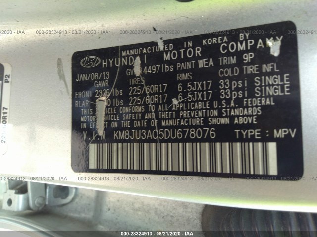 Photo 8 VIN: KM8JU3AC5DU678076 - HYUNDAI TUCSON 