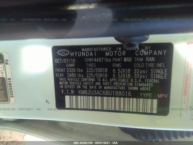 Photo 8 VIN: KM8JU3AC6BU188016 - HYUNDAI TUCSON 