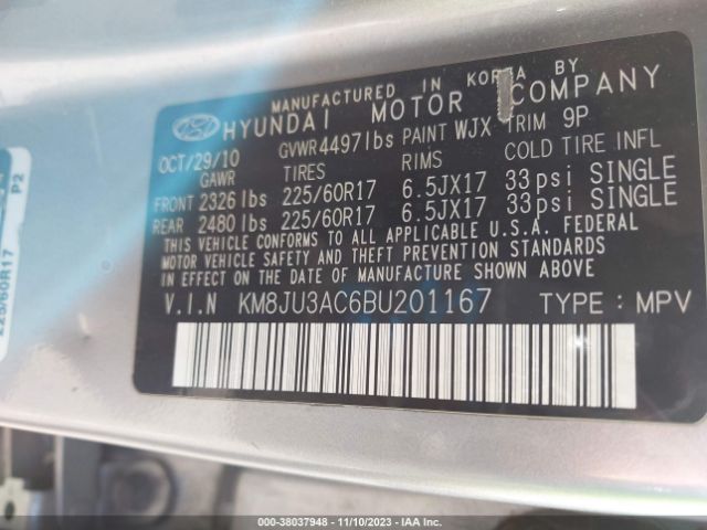 Photo 8 VIN: KM8JU3AC6BU201167 - HYUNDAI TUCSON 