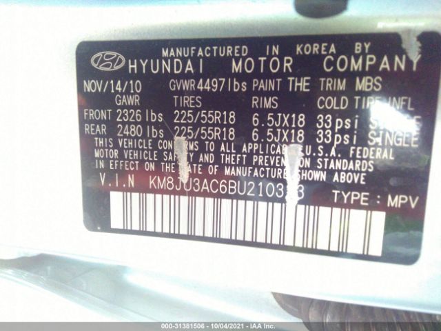 Photo 8 VIN: KM8JU3AC6BU210323 - HYUNDAI TUCSON 