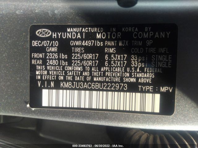 Photo 8 VIN: KM8JU3AC6BU222973 - HYUNDAI TUCSON 