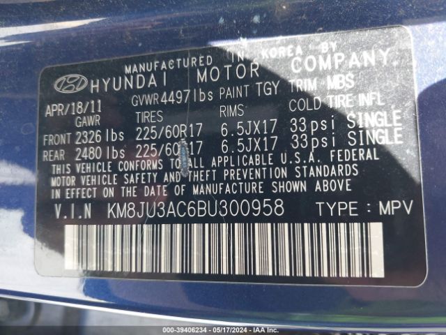 Photo 8 VIN: KM8JU3AC6BU300958 - HYUNDAI TUCSON 