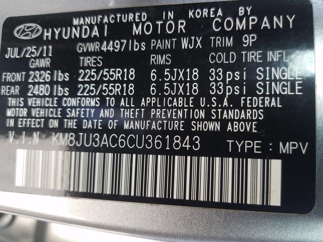 Photo 9 VIN: KM8JU3AC6CU361843 - HYUNDAI TUCSON GLS 