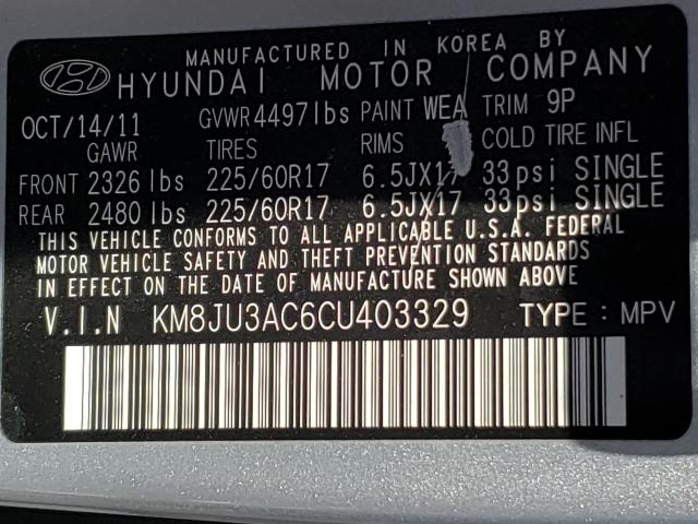 Photo 9 VIN: KM8JU3AC6CU403329 - HYUNDAI TUCSON GLS 