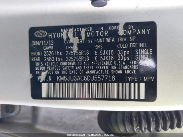 Photo 8 VIN: KM8JU3AC6DU557718 - HYUNDAI TUCSON 