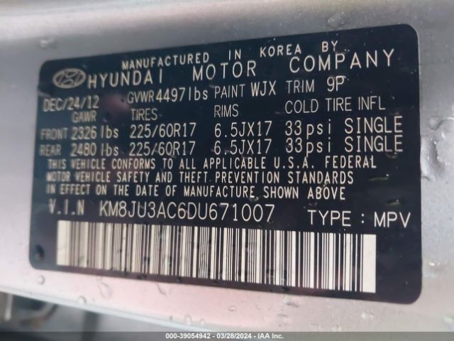 Photo 8 VIN: KM8JU3AC6DU671007 - HYUNDAI TUCSON 