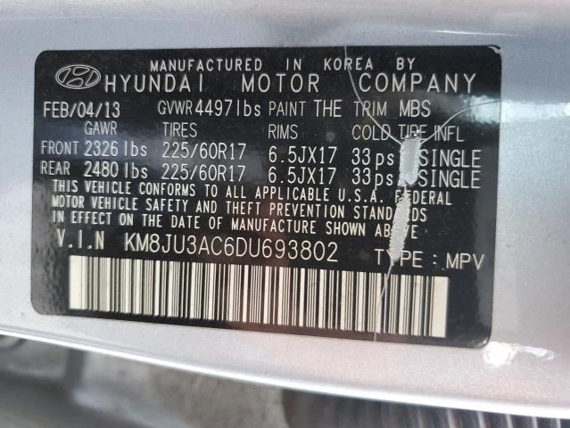 Photo 12 VIN: KM8JU3AC6DU693802 - HYUNDAI TUCSON GLS 