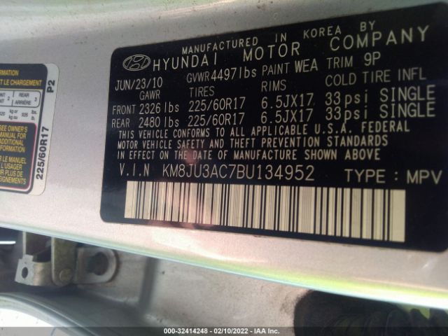 Photo 8 VIN: KM8JU3AC7BU134952 - HYUNDAI TUCSON 