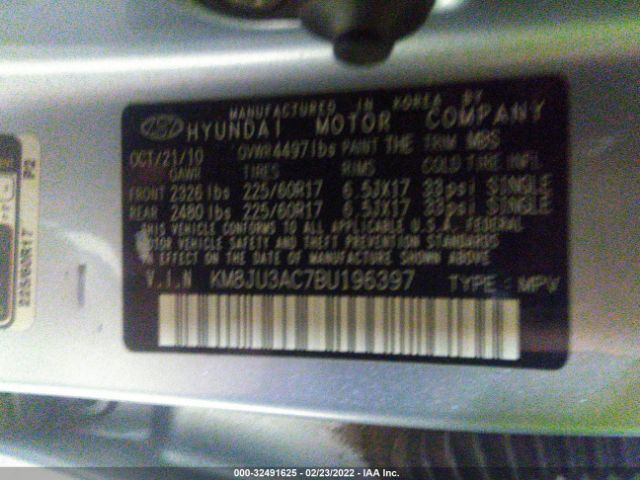 Photo 8 VIN: KM8JU3AC7BU196397 - HYUNDAI TUCSON 