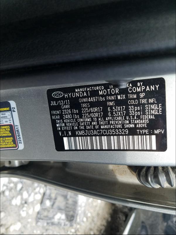 Photo 9 VIN: KM8JU3AC7CU353329 - HYUNDAI TUCSON GLS 