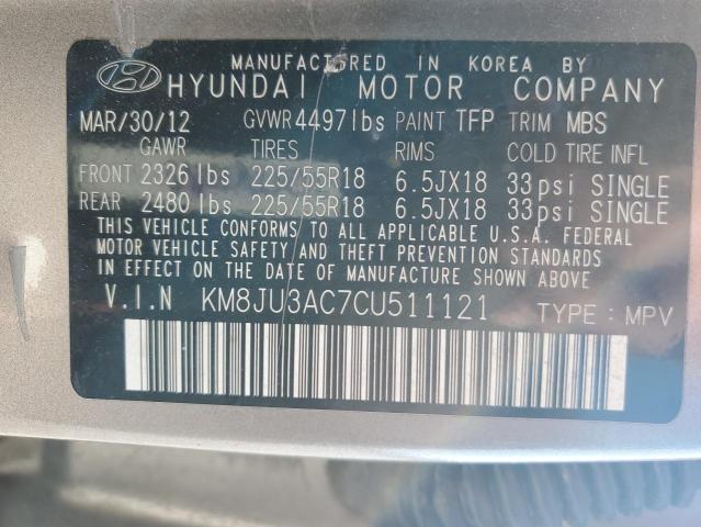 Photo 12 VIN: KM8JU3AC7CU511121 - HYUNDAI TUCSON 