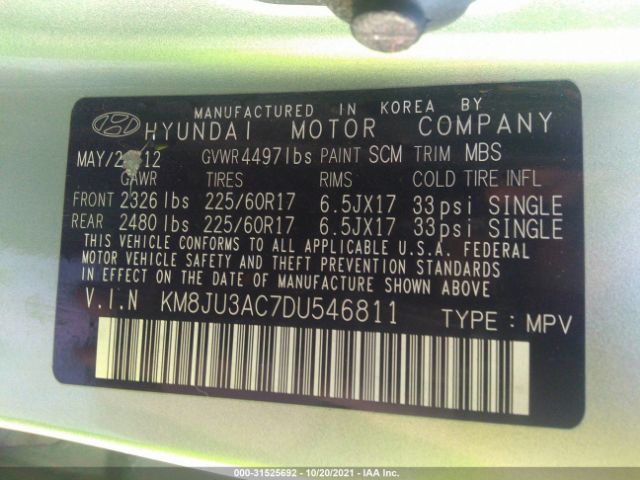 Photo 8 VIN: KM8JU3AC7DU546811 - HYUNDAI TUCSON 