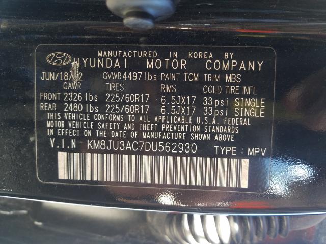 Photo 9 VIN: KM8JU3AC7DU562930 - HYUNDAI TUCSON GLS 