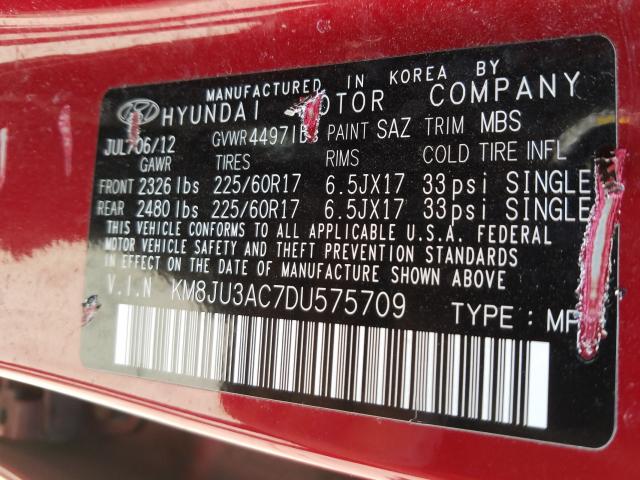 Photo 9 VIN: KM8JU3AC7DU575709 - HYUNDAI TUCSON GLS 