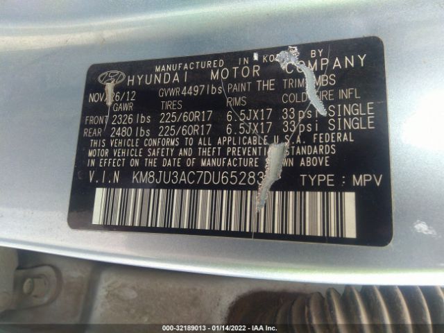 Photo 8 VIN: KM8JU3AC7DU652837 - HYUNDAI TUCSON 