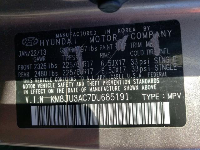 Photo 9 VIN: KM8JU3AC7DU685191 - HYUNDAI TUCSON GLS 