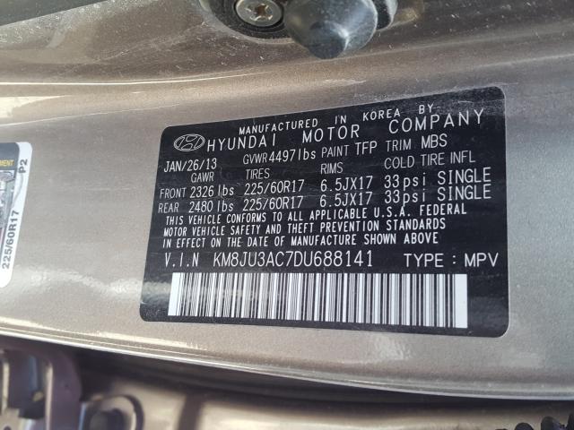 Photo 9 VIN: KM8JU3AC7DU688141 - HYUNDAI TUCSON GLS 