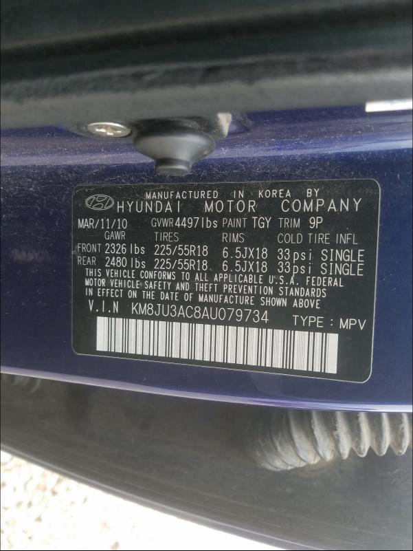 Photo 9 VIN: KM8JU3AC8AU079734 - HYUNDAI TUCSON GLS 