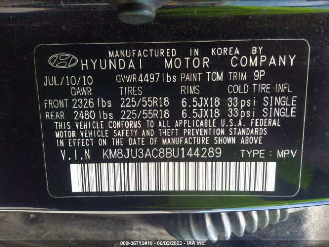 Photo 8 VIN: KM8JU3AC8BU144289 - HYUNDAI TUCSON 