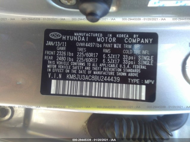 Photo 8 VIN: KM8JU3AC8BU244439 - HYUNDAI TUCSON 