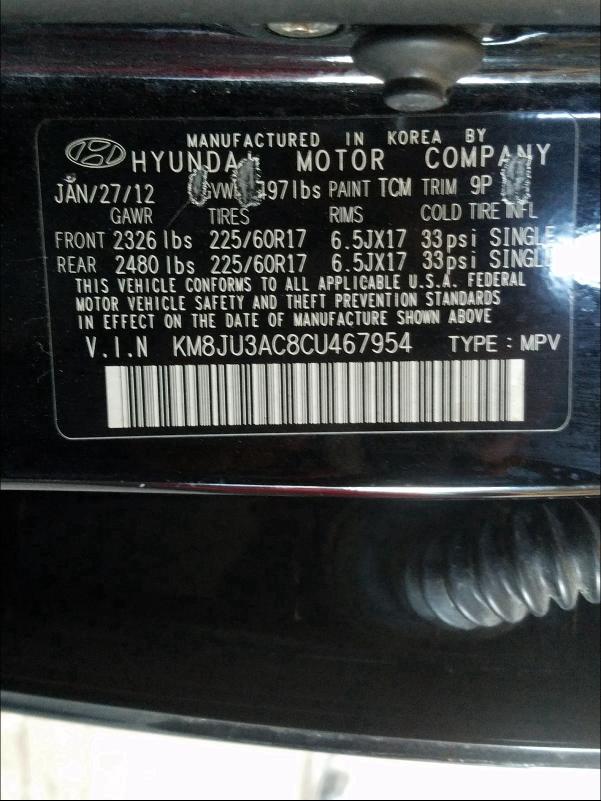 Photo 9 VIN: KM8JU3AC8CU467954 - HYUNDAI TUCSON GLS 