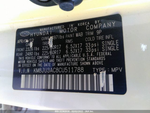 Photo 8 VIN: KM8JU3AC8CU511788 - HYUNDAI TUCSON 