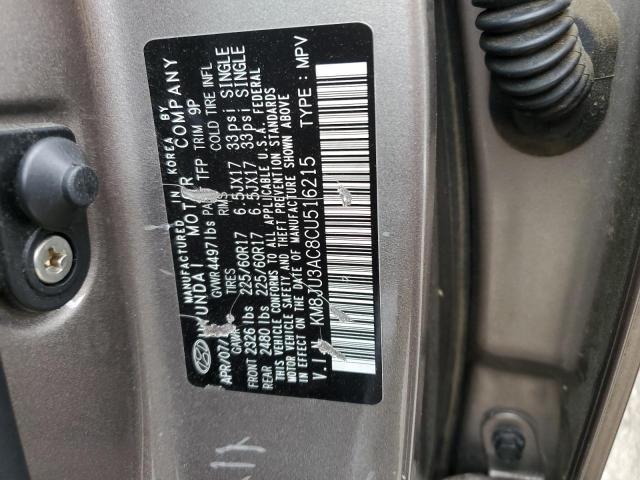 Photo 12 VIN: KM8JU3AC8CU516215 - HYUNDAI TUCSON 