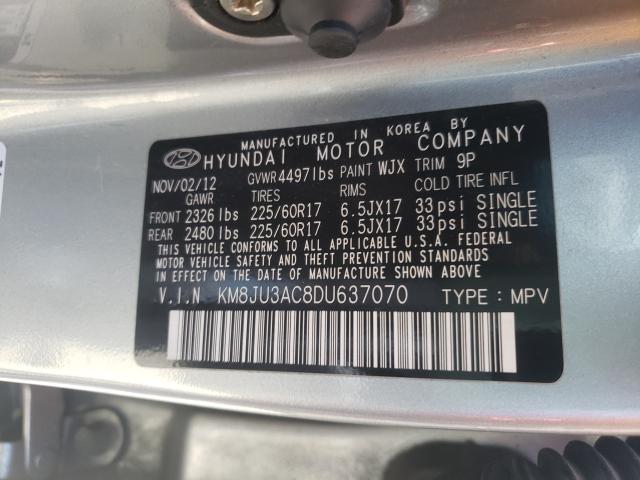 Photo 9 VIN: KM8JU3AC8DU637070 - HYUNDAI TUCSON GLS 