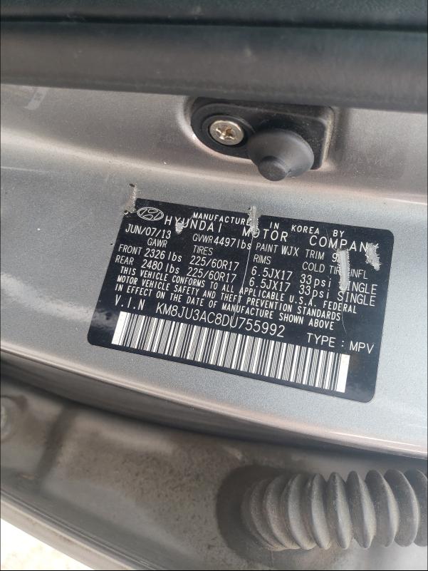 Photo 9 VIN: KM8JU3AC8DU755992 - HYUNDAI TUCSON GLS 