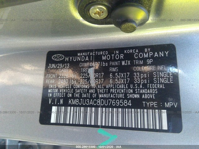 Photo 8 VIN: KM8JU3AC8DU769584 - HYUNDAI TUCSON 