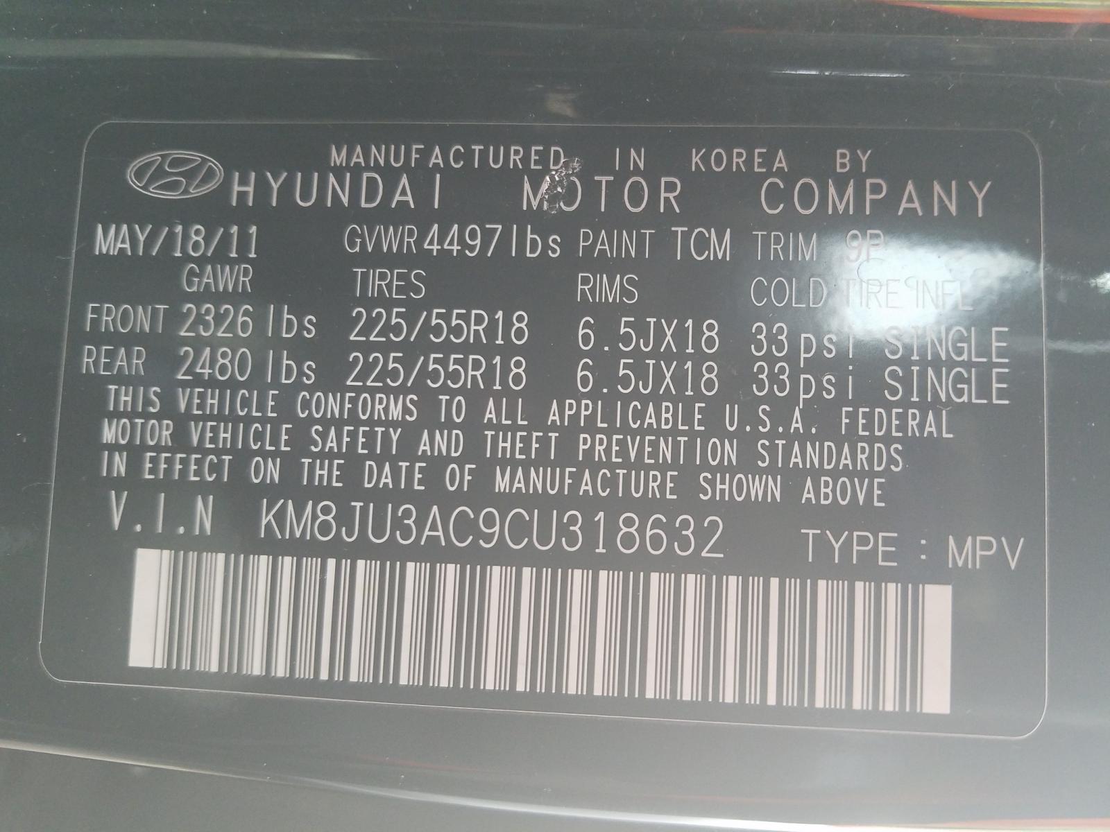 Photo 9 VIN: KM8JU3AC9CU318632 - HYUNDAI TUCSON GLS 