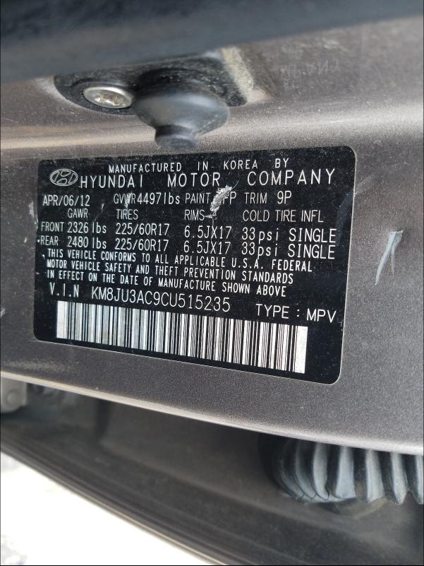 Photo 9 VIN: KM8JU3AC9CU515235 - HYUNDAI TUCSON GLS 