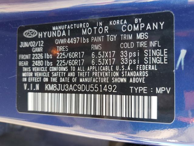 Photo 12 VIN: KM8JU3AC9DU551492 - HYUNDAI TUCSON GLS 