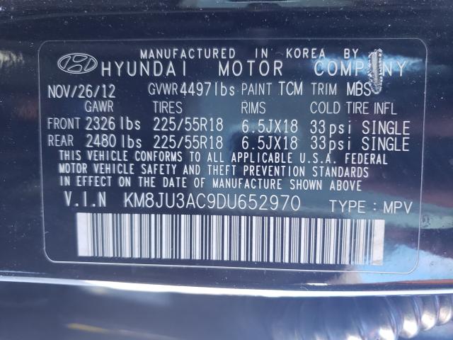 Photo 9 VIN: KM8JU3AC9DU652970 - HYUNDAI TUCSON GLS 