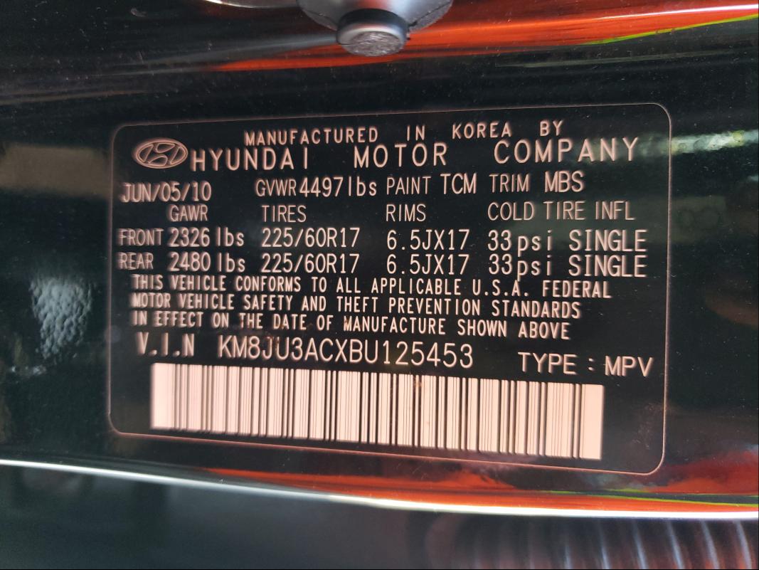 Photo 9 VIN: KM8JU3ACXBU125453 - HYUNDAI TUCSON GLS 