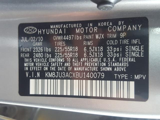 Photo 9 VIN: KM8JU3ACXBU140079 - HYUNDAI TUCSON GLS 