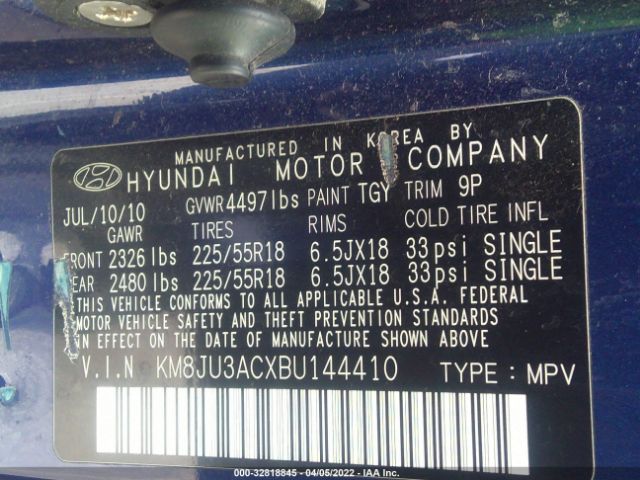 Photo 8 VIN: KM8JU3ACXBU144410 - HYUNDAI TUCSON 