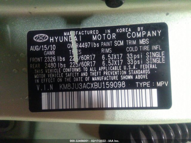 Photo 8 VIN: KM8JU3ACXBU159098 - HYUNDAI TUCSON 