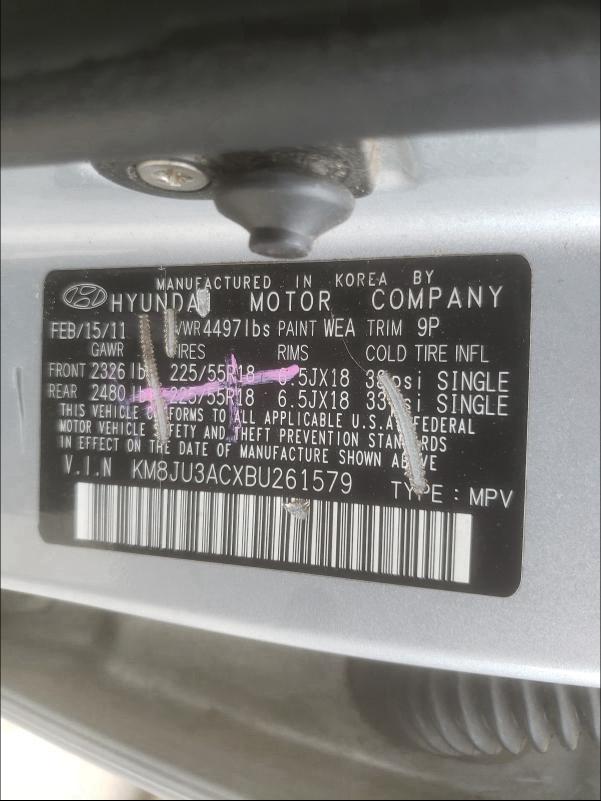 Photo 9 VIN: KM8JU3ACXBU261579 - HYUNDAI TUCSON GLS 